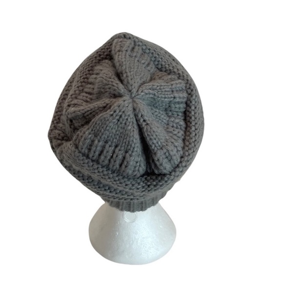 C.C. Knit grey cozy fabric beanie winter hat unisex gender neutral warm gorpcore - Picture 5 of 12